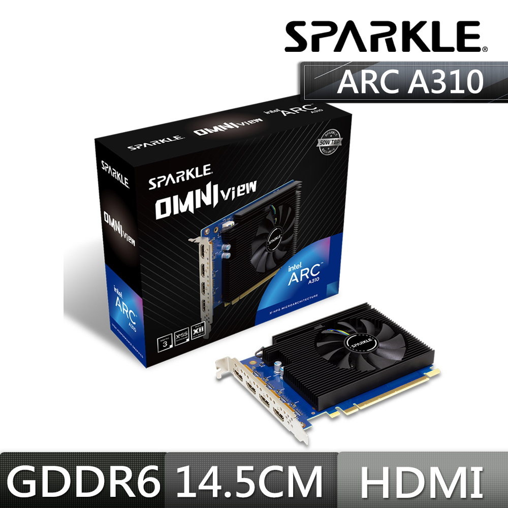 撼與SPARKLE Intel Arc A310 OMNI 顯示卡