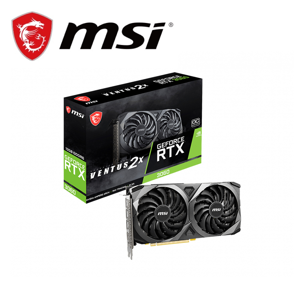 MSI 微星 RTX 3060 VENTUS 2X 12G OC 顯示卡+ViewSonic 優派 VA2414-MH 24吋 無邊框設計螢幕
