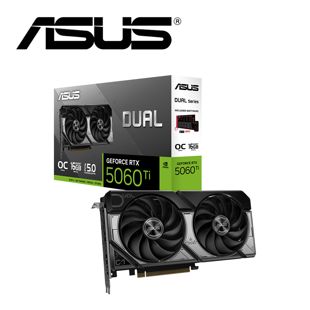 ASUS 華碩 DUAL-RTX5060TI-O16G 顯示卡+ViewSonic 優派 VA2414-MH 24吋 無邊框設計螢幕