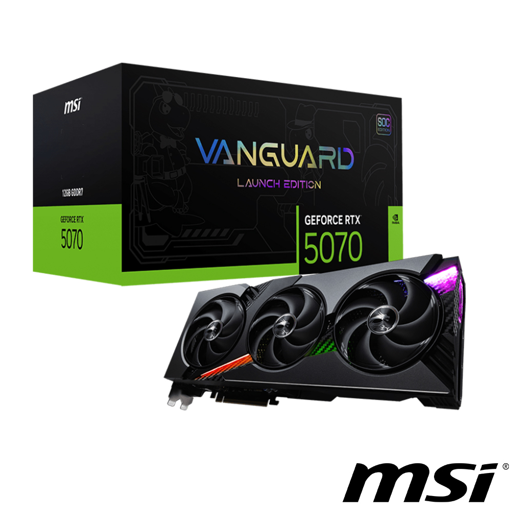 【RTX 50超值組】MSI GeForce RTX 5070 12G VANGUARD SOC LAUNCH EDITION 顯示卡 大組包