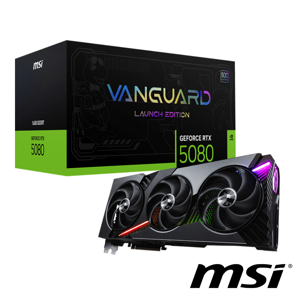 微星 GeForce RTX 5080 16G VANGUARD SOC LAUNCH EDITION 顯示卡 大組包