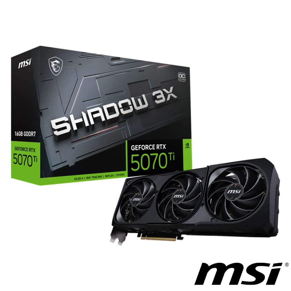 微星 RTX 5070 Ti 16G SHADOW 3X OC 顯示卡 大組包