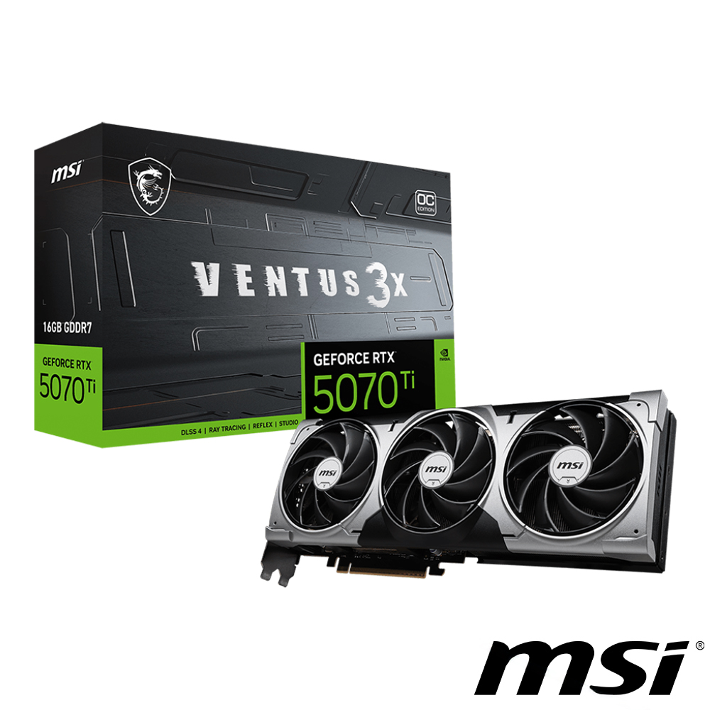 微星 RTX 5070 Ti 16G VENTUS 3X OC 顯示卡+主機板+中央處理器