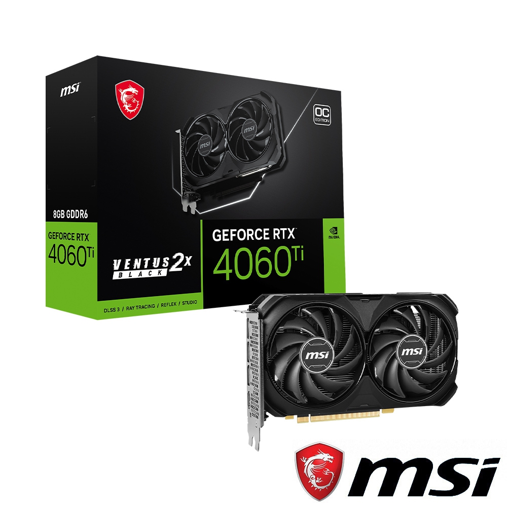 微星 GeForce RTX 4060 Ti VENTUS 2X BLACK 8G OC 顯示卡