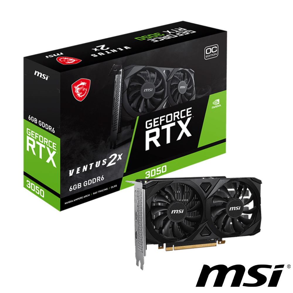 微星 GeForce RTX 3050 VENTUS 2X E 6G OC 顯示卡