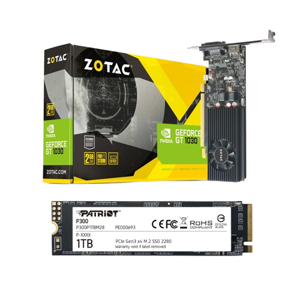 索泰 ZOTAC GT 1030 2GB GDDR5 HDMI/DVI & 博蒂 P300 1TB M.2 PCI-e SSD 超值禮包