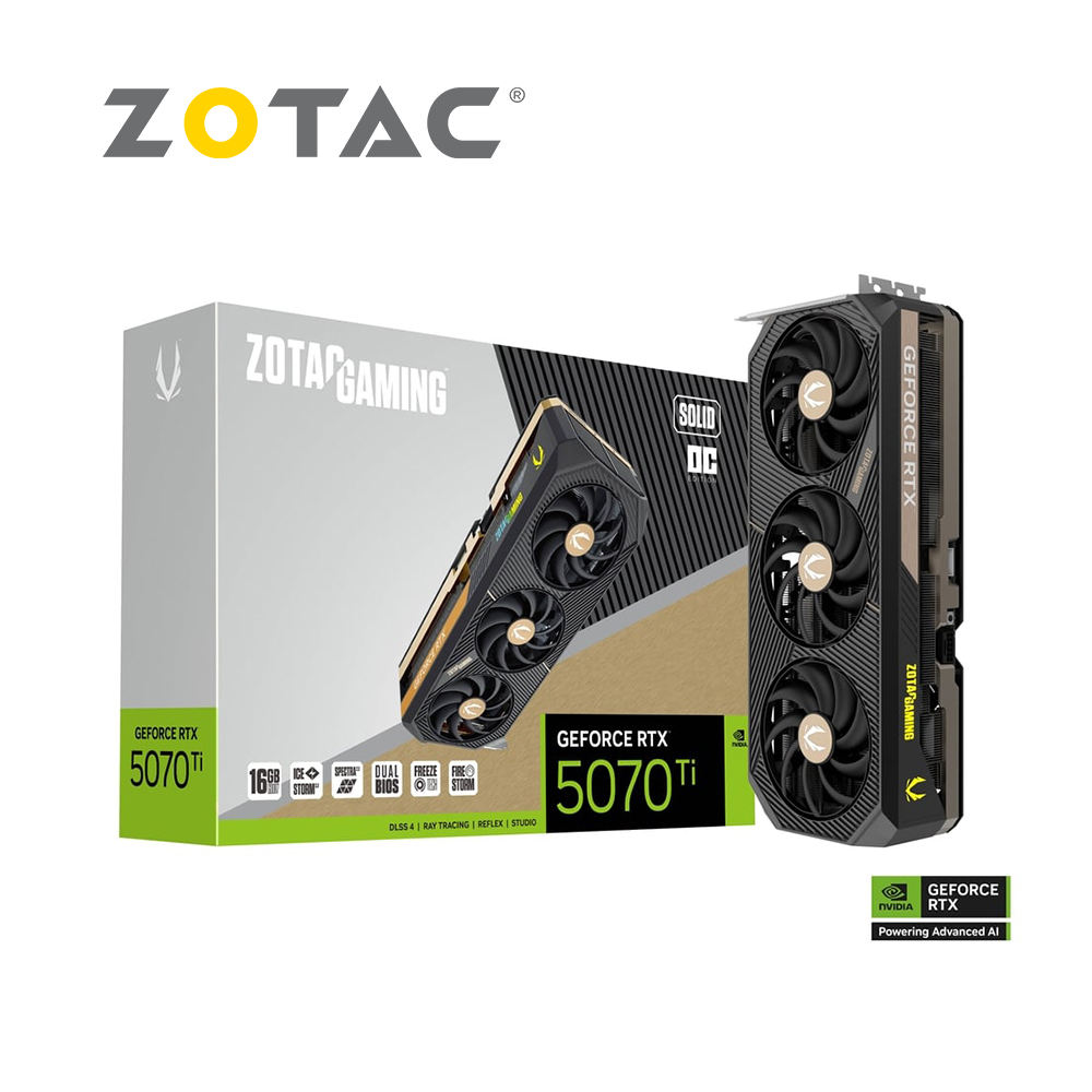 ZOTAC 索泰 RTX 5070 Ti SOLID OC 顯示卡 (組合包-2)