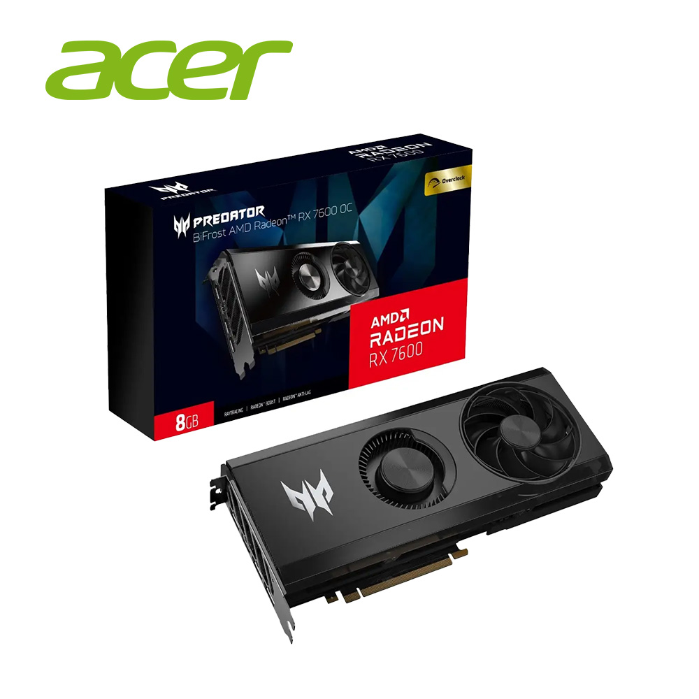 ACER 宏碁 Predator RX7600 8G OC 顯示卡+羅技 MK240 NANO 無線滑鼠鍵盤組