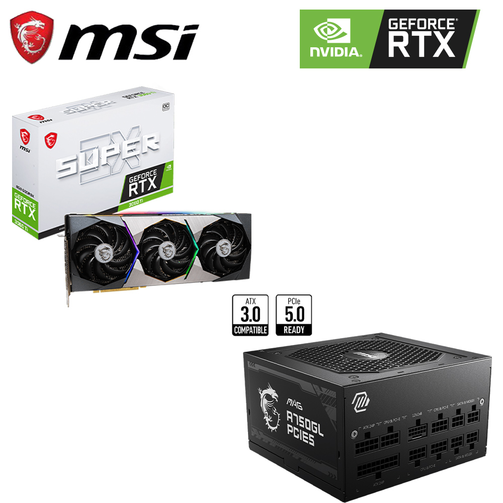 微星RTX 3060 TI SUPER 3X 8GD 6X OC +微星MAG A750GL PCIE5 (750W 80+銅牌) 組合包