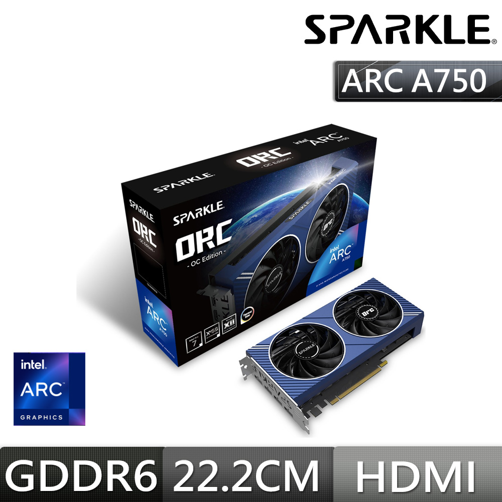 撼與SPARKLE Arc A750 ORC 8G GDDR6 Intel顯示卡