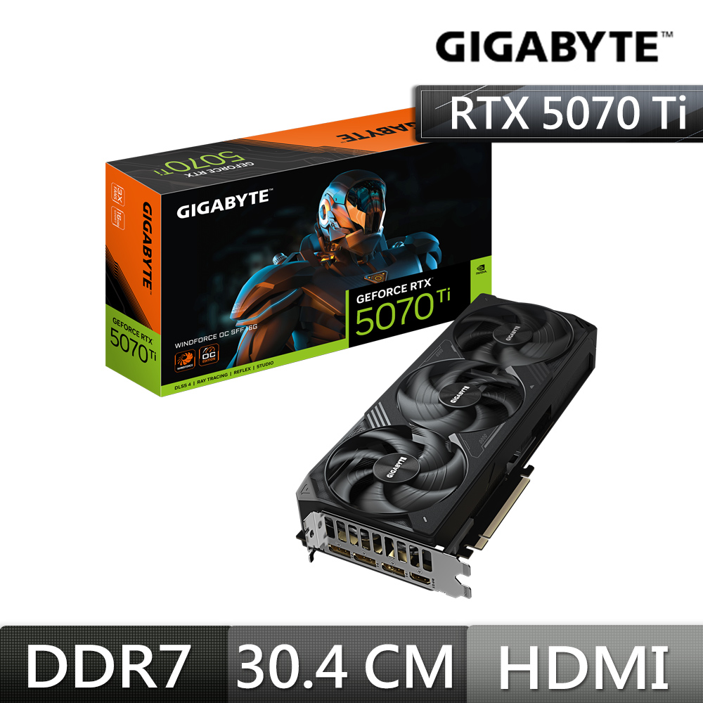 技嘉Gigabyte GeForce RTX5070Ti WINDFORCE OC SFF 16G 顯示卡 組合