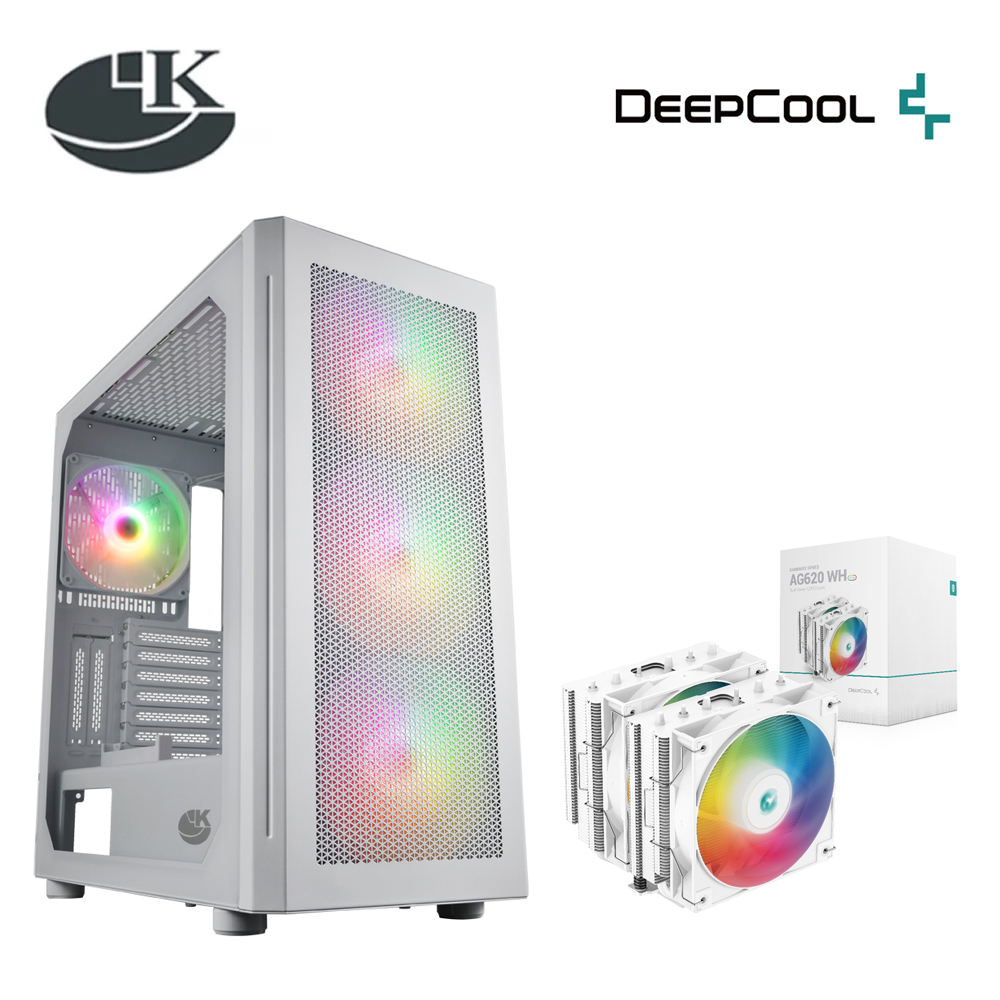 視博通 LAI099 ARGB(W) 白色 電腦機殼 + DEEPCOOL 九州風神 AG620 ARGB WH 雙風扇 散熱器