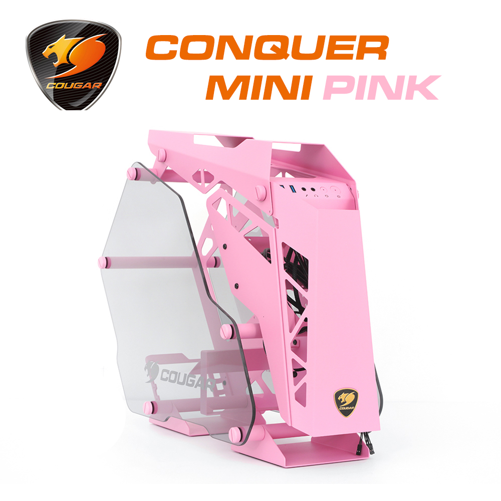 【COUGAR 美洲獅】CONQUER MINI PINK 粉色開放式電腦機殼