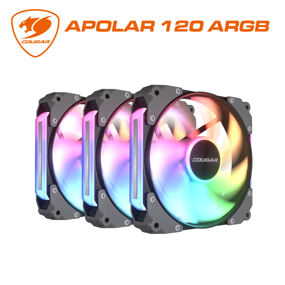【COUGAR 美洲獅】APOLAR 120 ARGB 黑色 三件組 散熱風扇 機殼風扇