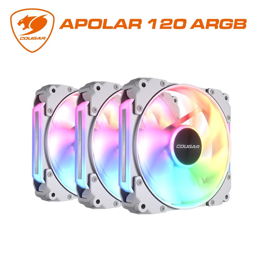 【COUGAR 美洲獅】APOLAR 120 ARGB 白色 三件組 散熱風扇 機殼風扇
