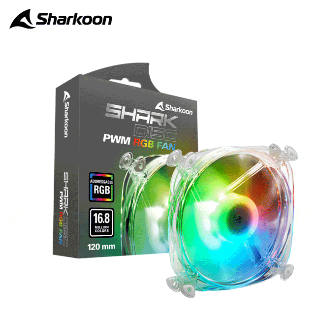 旋剛 Sharkoon SHARK Disc PWM RGB FAN 液態軸承 12cm ARGB 飛碟扇