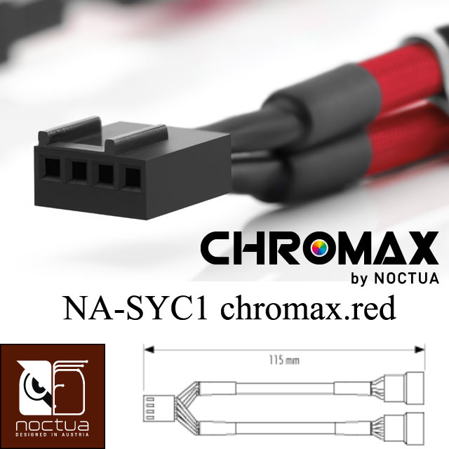 Noctua NA-SYC1 chromax.red Y型PWM風扇電源分接線(紅-3枚裝)