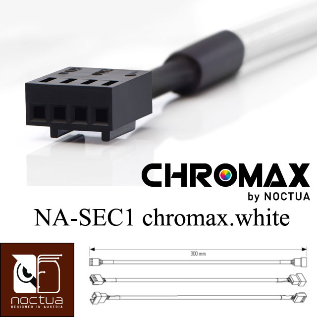 Noctua NA-SEC1 chromax.white 30公分4Pin PWM風扇電源延長線(白-4枚裝)
