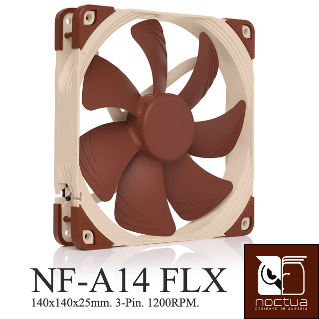 Noctua NF-A14 FLX 1200/1050/900 RPM SSO2 磁穩軸承 AAO 防震靜音扇