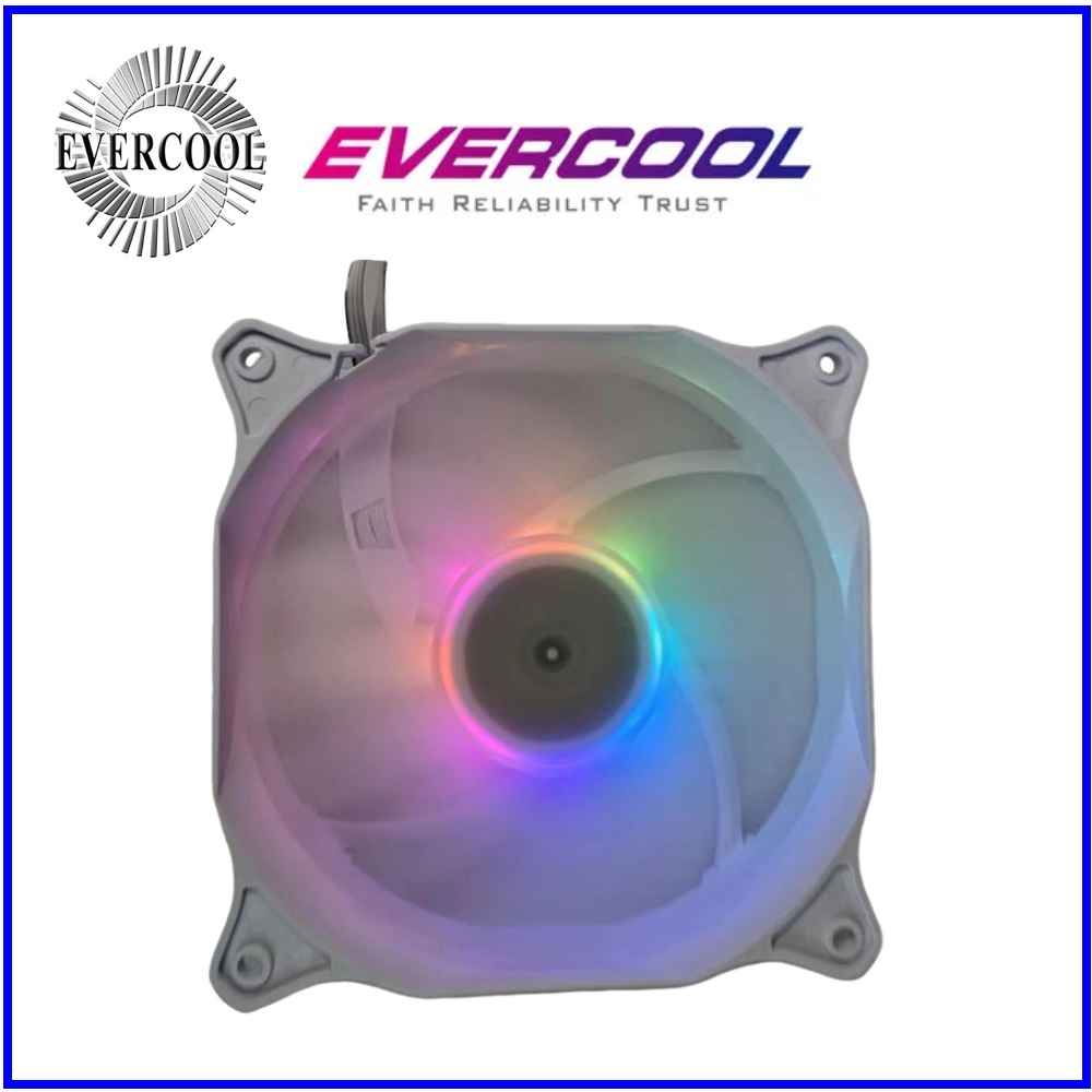 EVERCOOL DC12V 12公分主機板色控8LED ARGB風扇 EC12025HH12EP-8LEDS(ARGB-W)