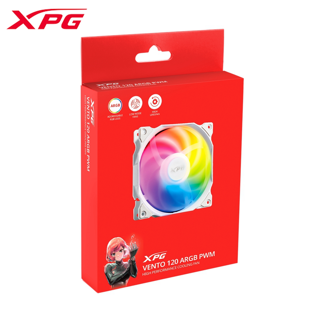 XPG威剛 VENTO 120 ARGB PWM 機殼風扇(白)