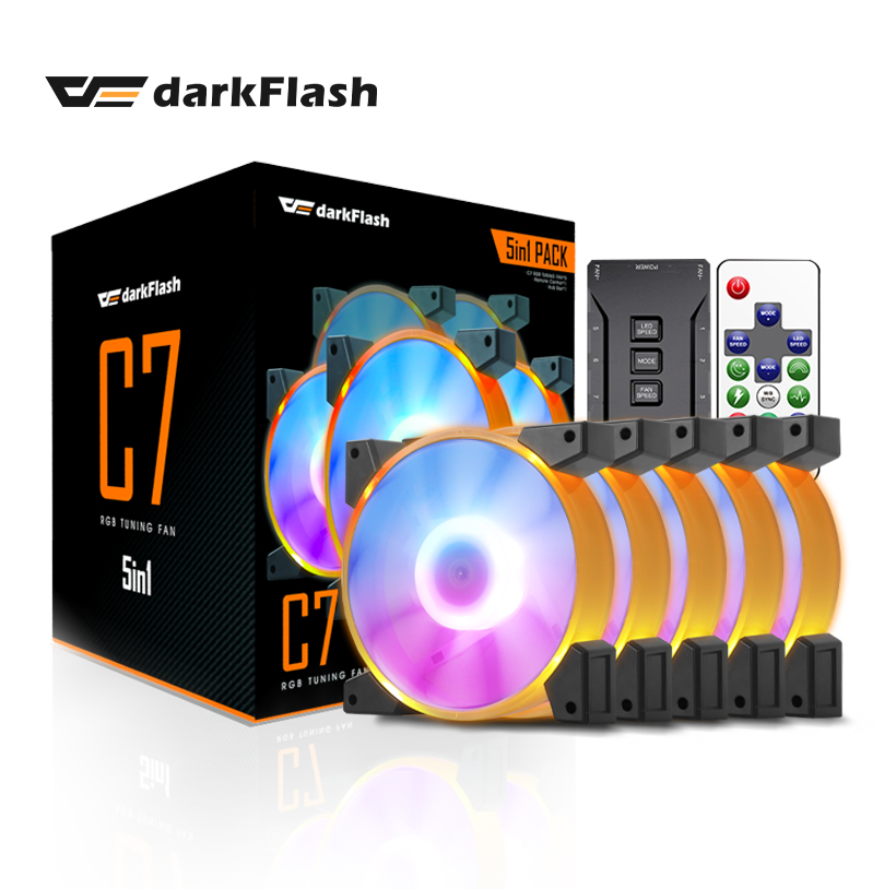 darkFlash大飛 C7 A-RGB 12公分電腦散熱風扇 5合1套裝 (附控制板 & 遙控器)