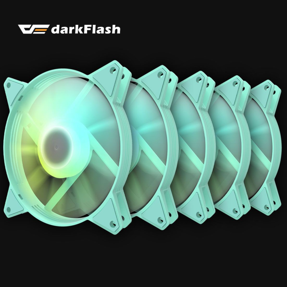 darkFlash大飛 C6 A-RGB 支援主板同步 12公分電腦散熱風扇 5合1套裝-薄荷綠框版