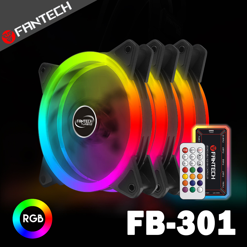FANTECH FB-301 雙光圈遙控RGB燈效電腦風扇套組