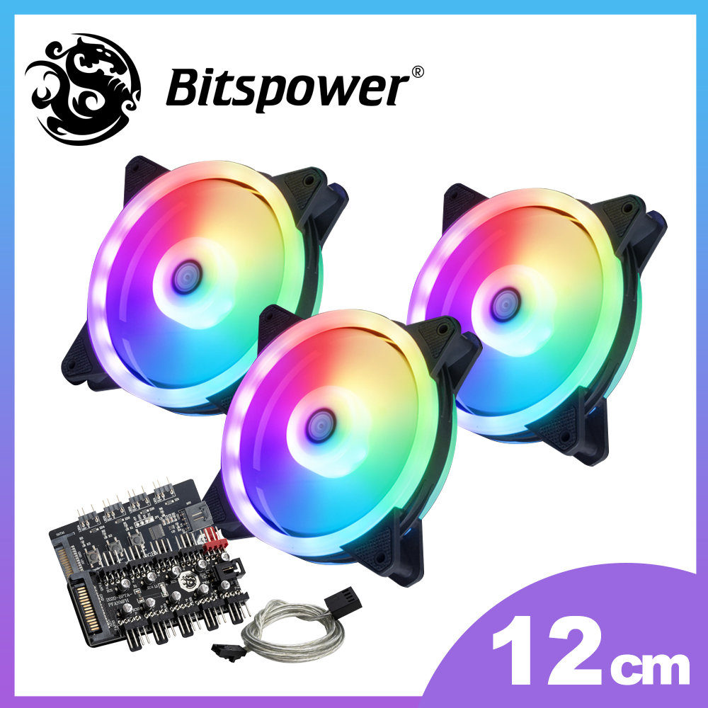 【Bitspower】Notos O 120 雙光圈電腦散熱風扇（三枚組含控制器）