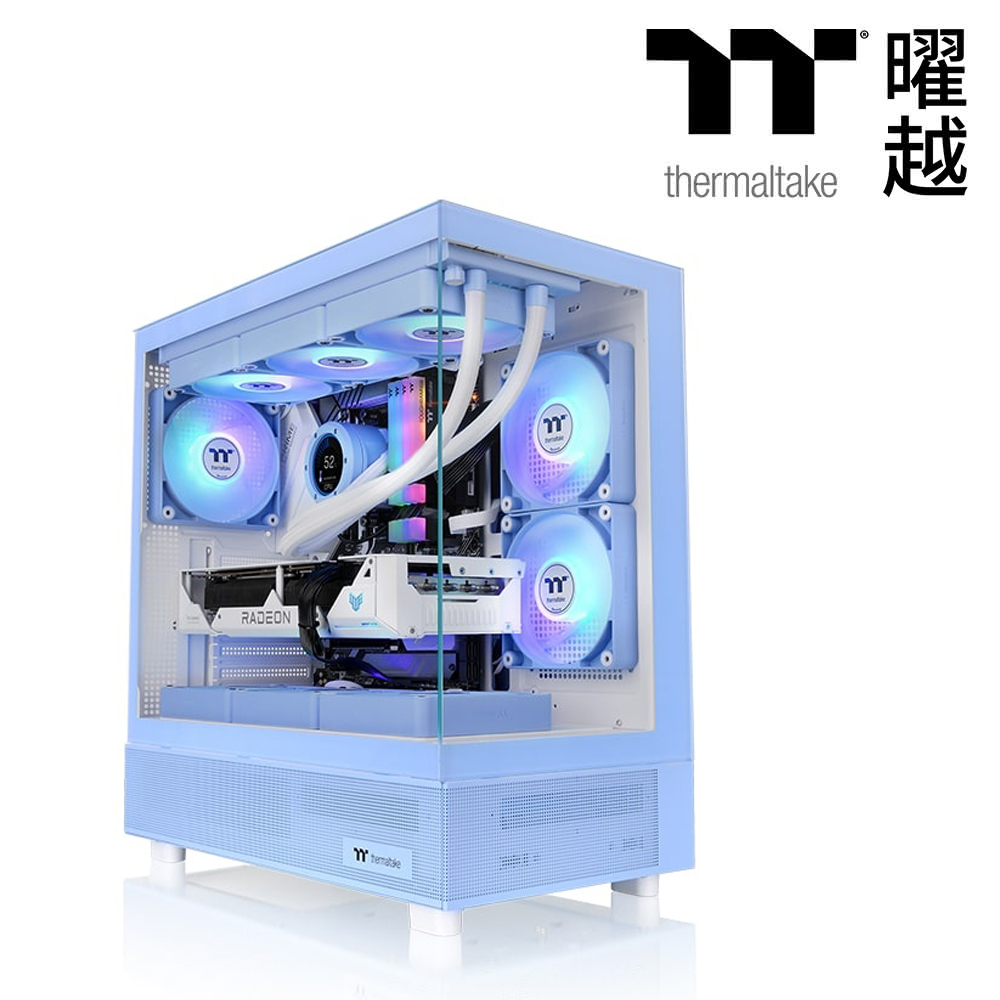Thermaltake 曜越 光透 View 270 TG ARGB 強化玻璃中直立式機殼｜繡球花藍