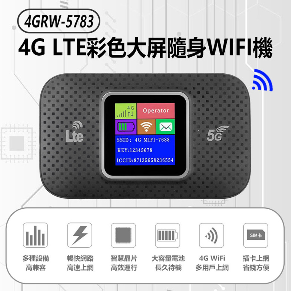 4GRW-5783 4G LTE彩色大屏隨身WIFI機