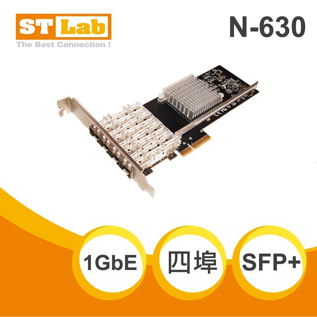 【ST-Lab】Gigabit 4埠網路卡(SFP+光纖) -Intel i350晶片(N-630)