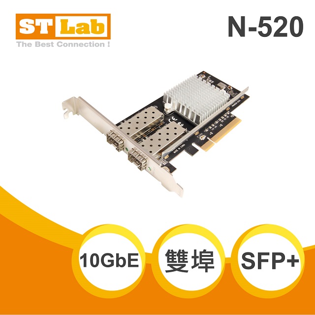 【ST-Lab】10GbE 2埠網路卡(SFP+光纖)-Intel晶片(N-520)