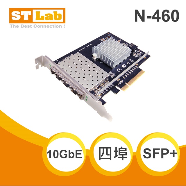 【ST-Lab】10GbE 4埠網路卡(SFP+光纖)-Intel晶片(N-460)