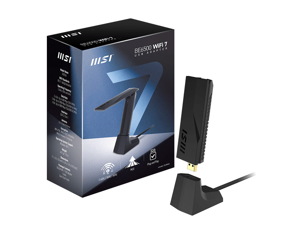 MSI微星 BE6500 WiFi 7 USB 3.2無線網絡卡