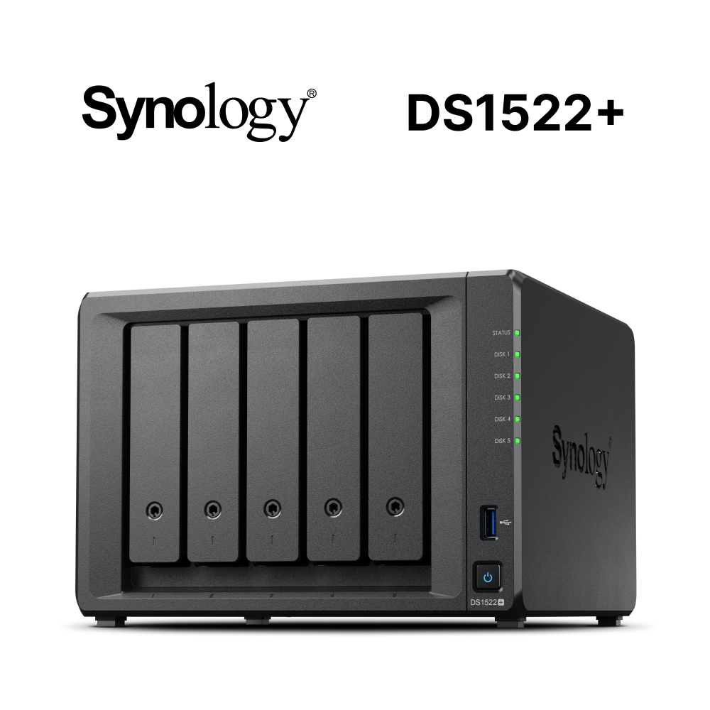 Synology 群暉科技 DiskStation DS1522+ (5Bay/AMD/8GB) NAS 網路儲存伺服器