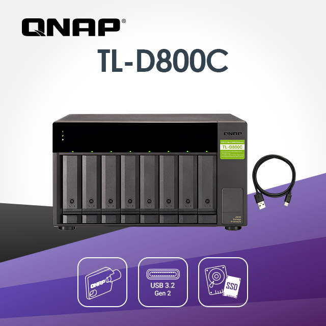 QNAP 威聯通 TL-D800C 8-Bay 桌上型 USB Type-C 大容量 JBOD儲存擴充設備