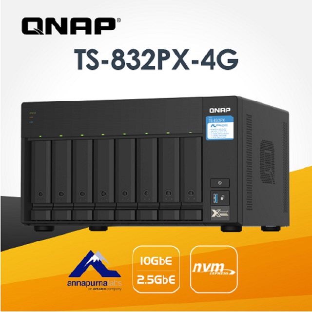 QNAP 威聯通 TS-832PX-4G NAS (8Bay/ARM/4G/10GbE) 網路儲存伺服器 (不含硬碟)