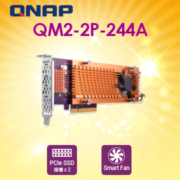 QNAP 威聯通 QM2-2P-244A 雙埠 M.2 22110/2280 PCIe SSD 擴充卡