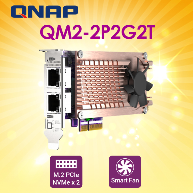QNAP 威聯通 QM2-2P2G2T 雙埠 M.2 2280 SATA SSD 含雙埠2.5GbE 擴充卡