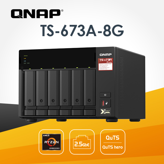 [APC離線式UPS BN650M1 QNAP TS-673A-8G 6Bay NAS
