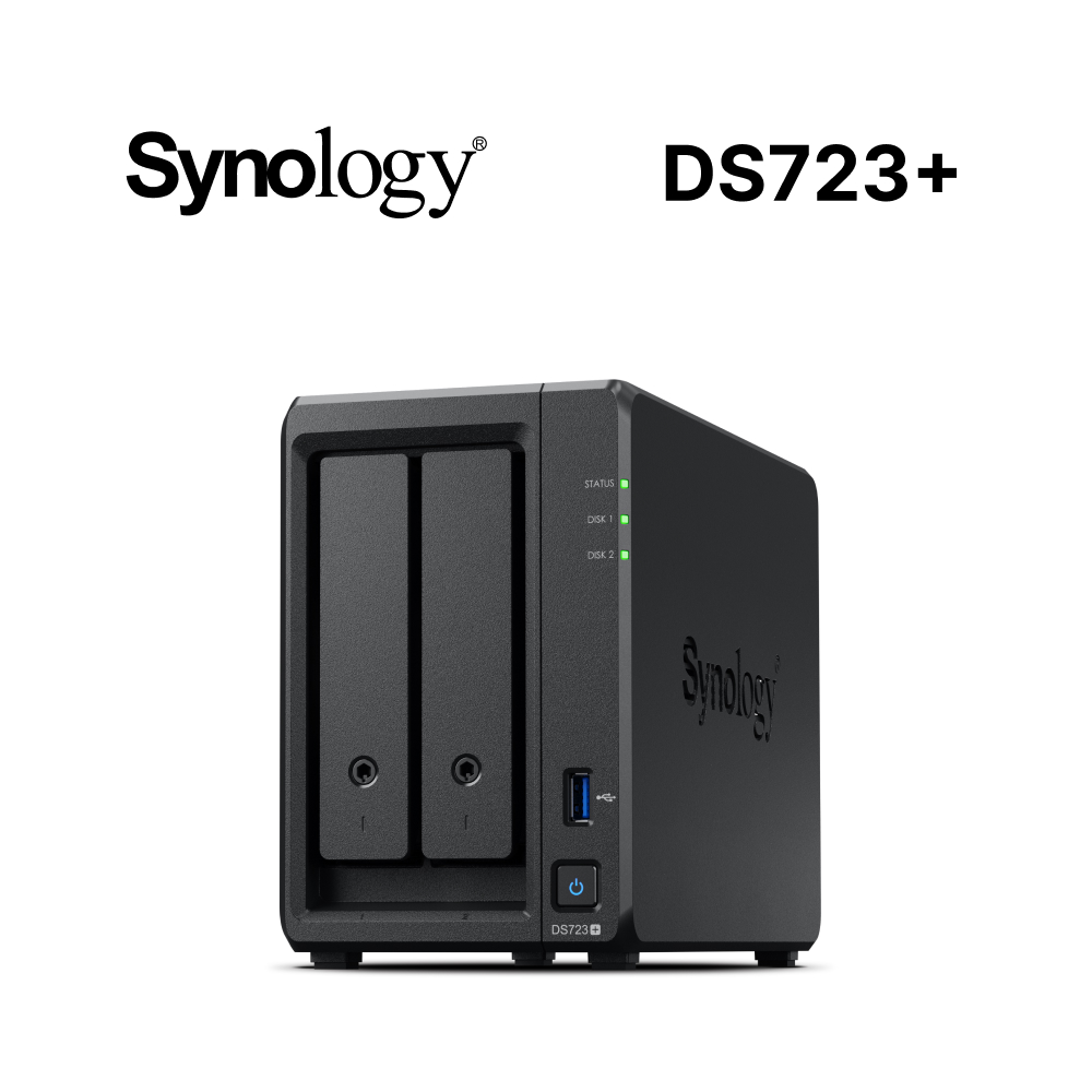 [搭HAT3310 12TB*2 Synology DS723+ NAS (2Bay/AMD/2GB)