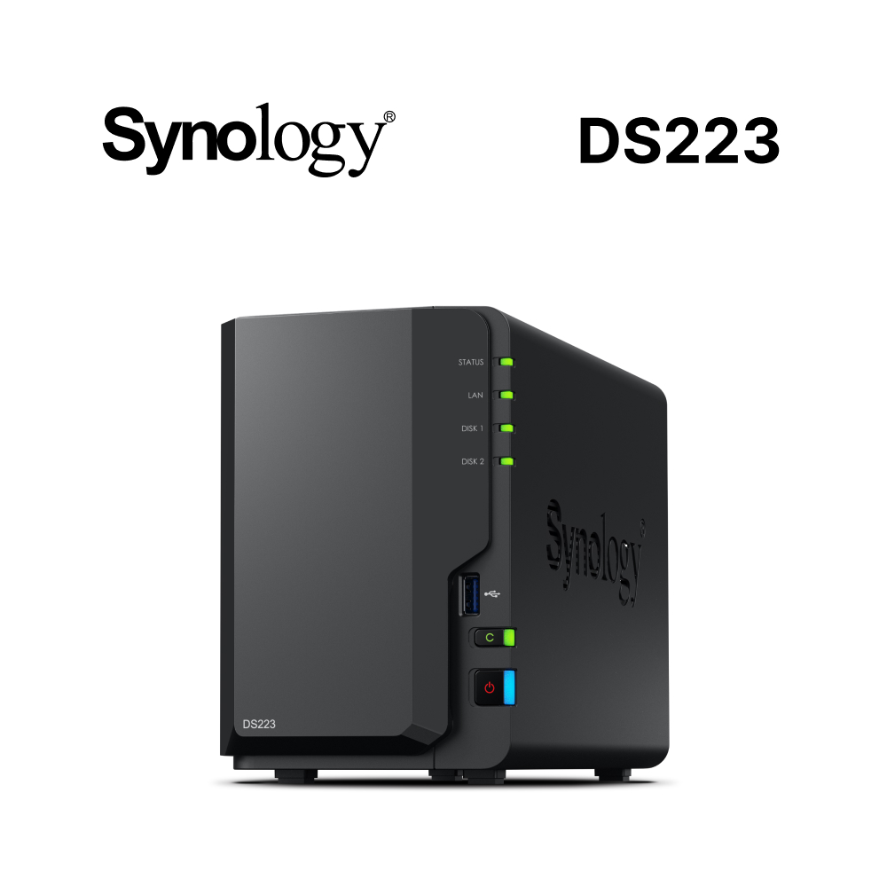(搭HAT3300 8TB*2)Synology 群暉科技 DiskStation DS223 (2Bay/Realtek/2GB) NAS 網路儲存伺服器