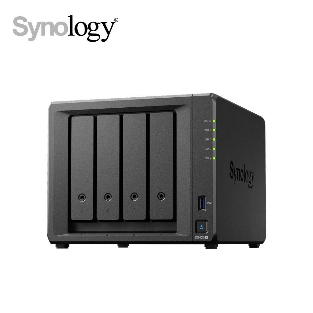 [搭HAT3310 PLUS 12TB*2 Synology群暉 DiskStation DS425+ (4Bay/Intel/2GB) NAS 網路儲存伺服器