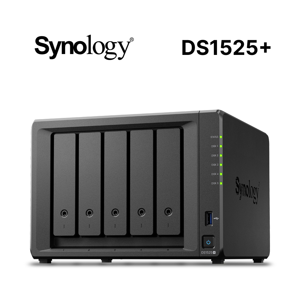 Synology 群暉科技 DiskStation DS1525+ (5Bay/AMD/8GB) NAS 網路儲存伺服器