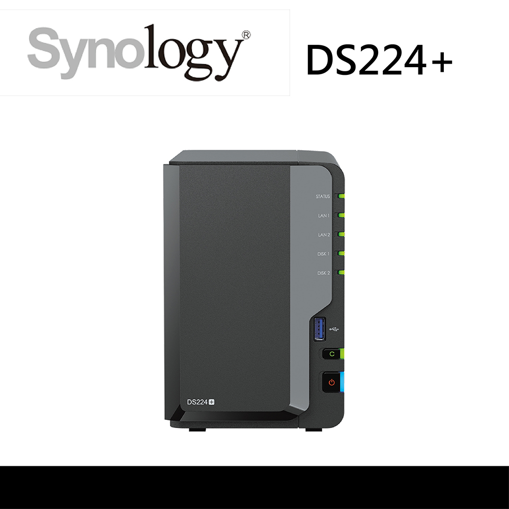 【NAS+Ipcam】Synology DS224+ 2Bay 網路儲存伺服器 + Foscam C5M 網路攝影機(白)