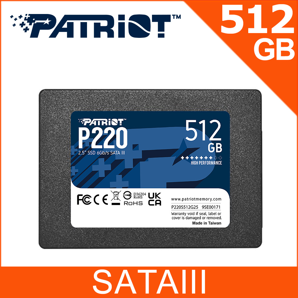 Patriot美商博帝 P220 512G 2.5吋 SSD固態硬碟