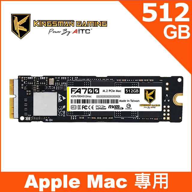 AITC 艾格 FA700 Mac SSD 512GB M.2 2280 PCIe NVMe 固態硬碟