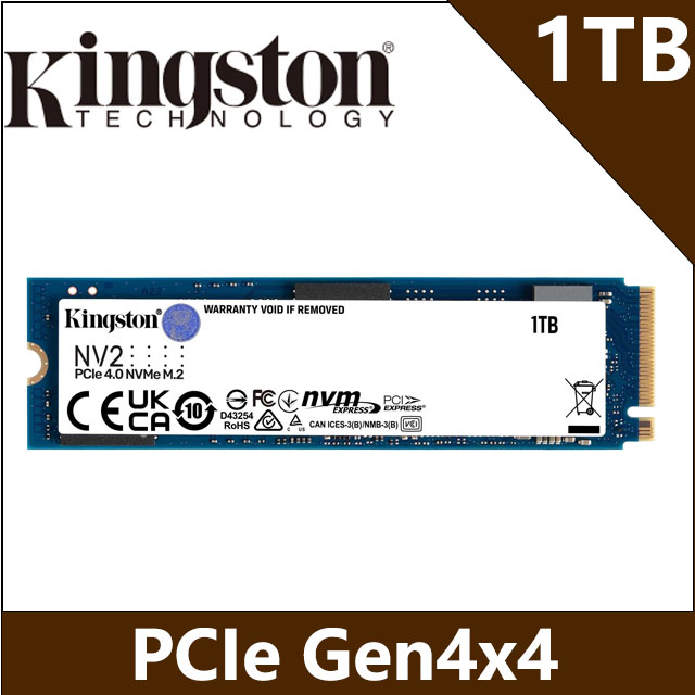 金士頓 Kingston NV2 1TB Gen4 PCIe SSD 固態硬碟 (SNV2S/1000G)