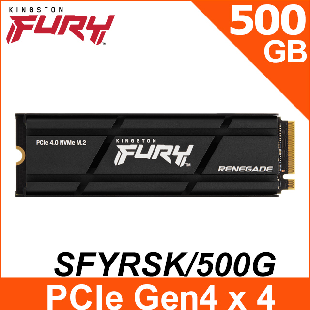 金士頓 Kingston FURY Renegade 500GB PCIe 4.0 NVMe M.2 SSD (搭配散熱器) (SFYRSK/500G)